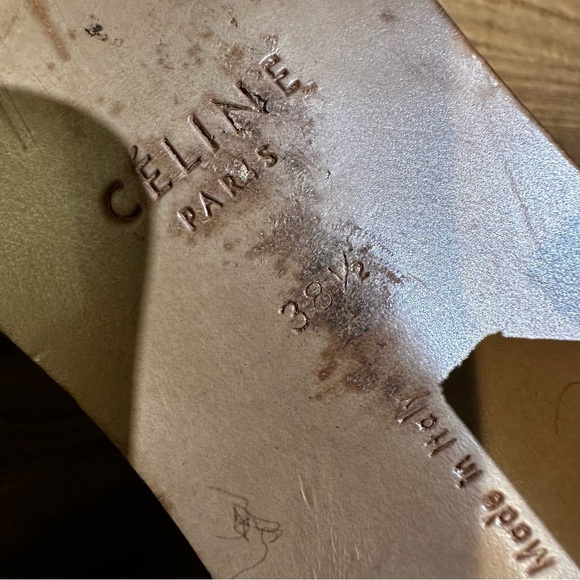 Celine Paris Women’s Designer Tan Leather Ankle Buckle Sandals Luxury Low Heel - Picture 11 of 11